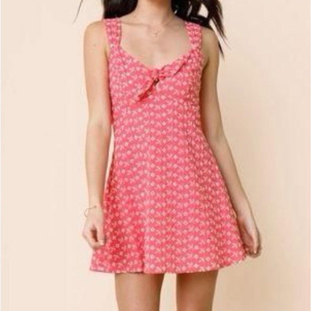 Blue rain pink floral dress